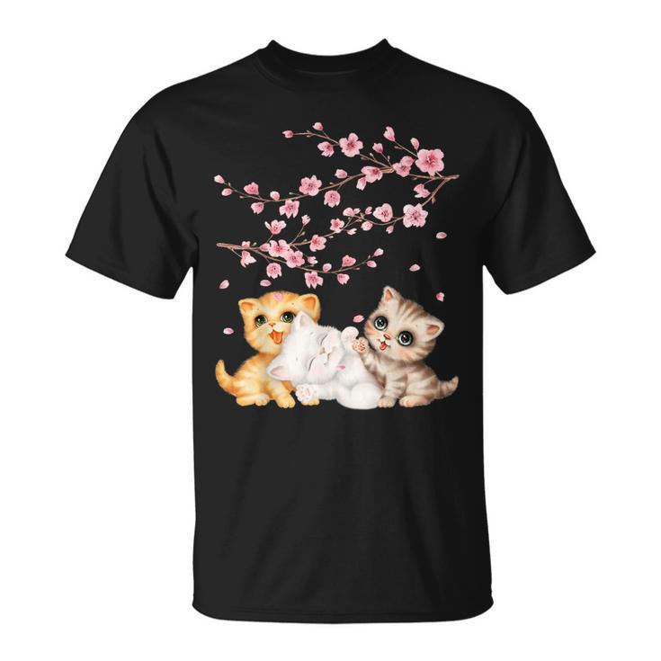 Kitten Lover Japanese Cherry Blossom Cat Art Kitten  Unisex T-Shirt