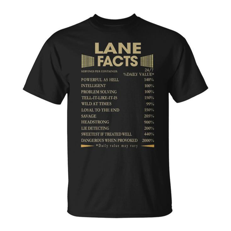 Lane Name Gift Lane Facts V2 Unisex T-Shirt