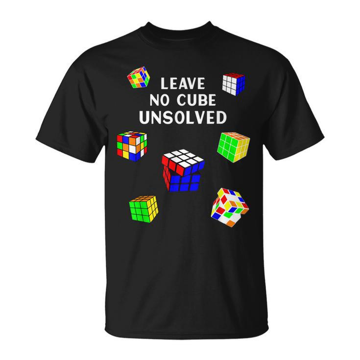 Leave No Cube Unsolved Math Lover Speed Cubing Puzzles T-Shirt
