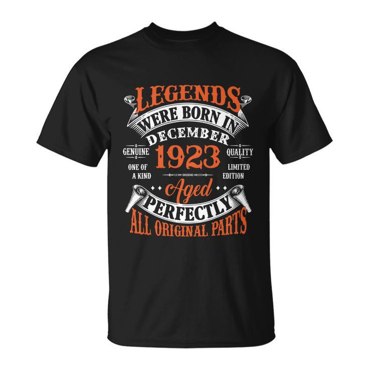 Legend 1923 Vintage 100Th Birthday Born In December 1923 Unisex T-Shirt
