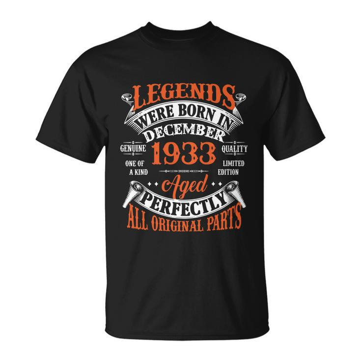 Legend 1933 Vintage 90Th Birthday Born In December 1933 Unisex T-Shirt