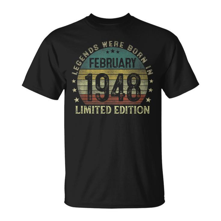 Legenden Februar 1948 T-Shirt, 75. Geburtstag Mann