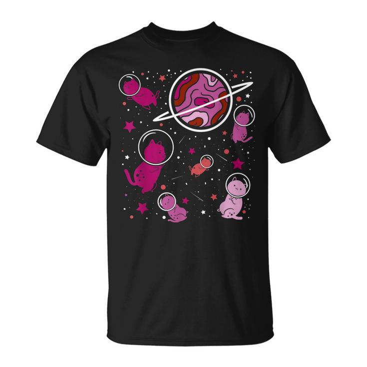 Lesbian Cat In Space Lesbian Pride T-shirt