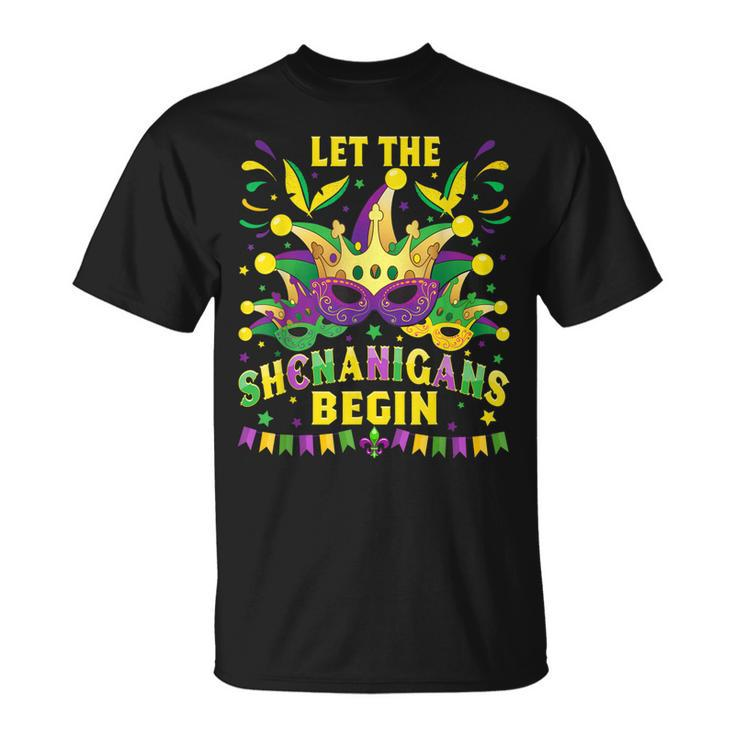 Let The Shenanigans Begin Mardi Gras Carnival Costume Party T-Shirt