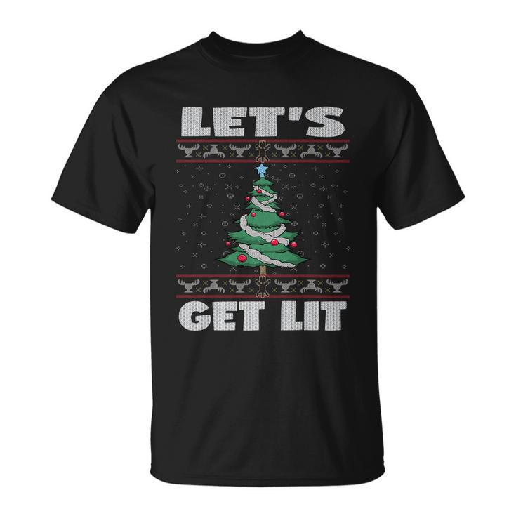 Lets Get Lit Funny Ugly Christmas Cool Gift Unisex T-Shirt