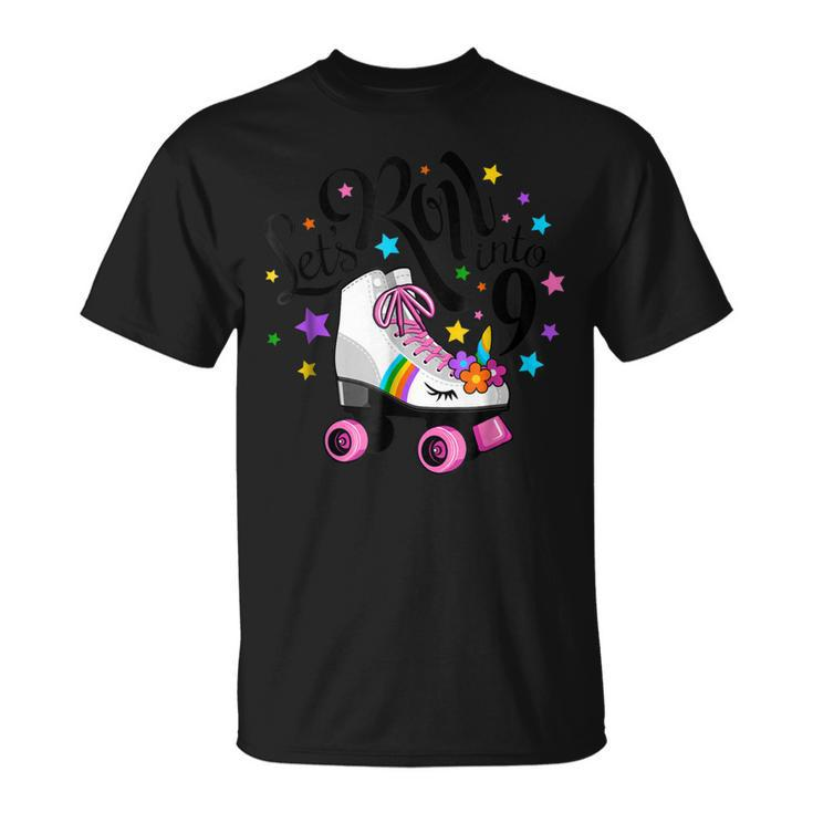Lets Roll Into 9 Birthday Unicorn Roller Skate  Unisex T-Shirt