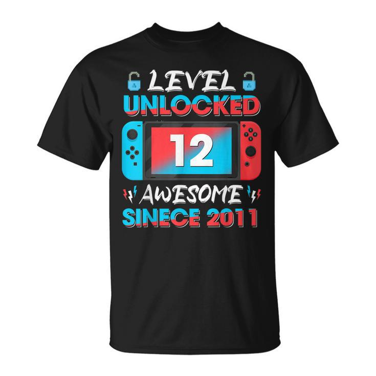Level 12 Unlocked Awesome Since 2011 12Th Birthday Gaming V2 T-Shirt