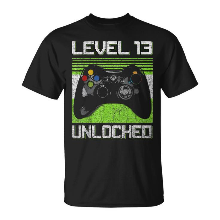 Level 13 Unlocked Video Gamer 13 Year Old 13Th Birthday T-shirt