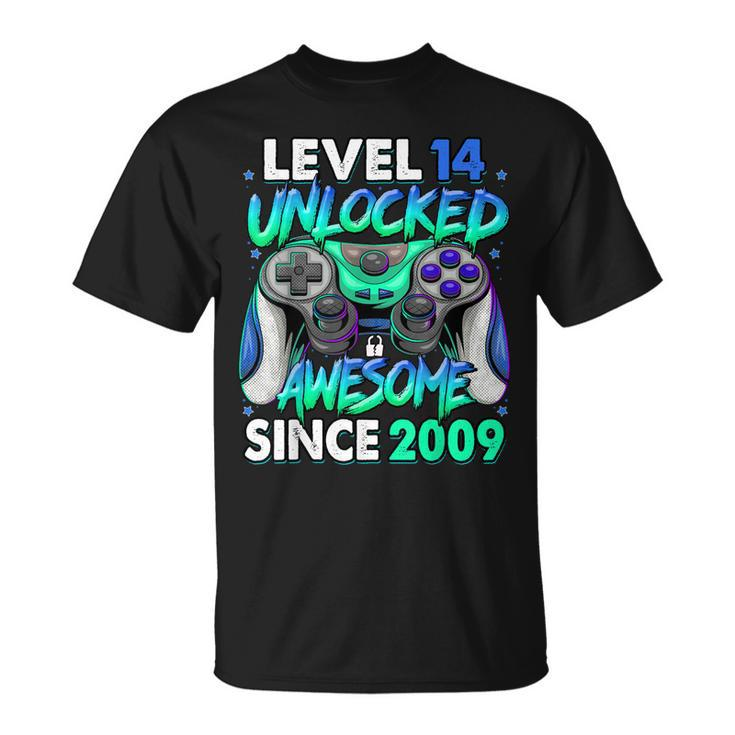 Level 14 Unlocked Awesome Since 2009 14Th Birthday Gaming  Unisex T-Shirt