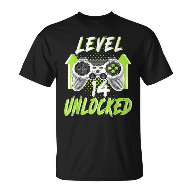 Level 14 Unlocked Birthday Boy 14 Year Old Video Game Gaming T-shirt
