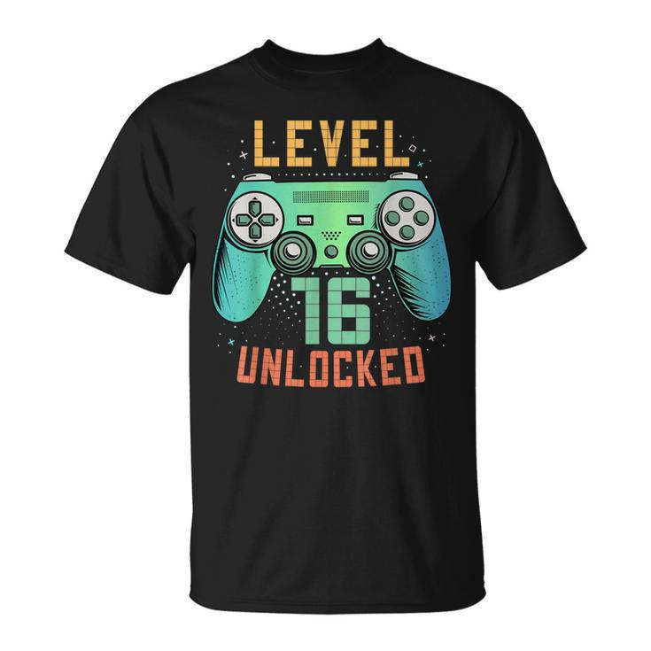 Level 16 Unlocked 16Th Birthday Gamer Gifts 16 Year Old Boys  Unisex T-Shirt