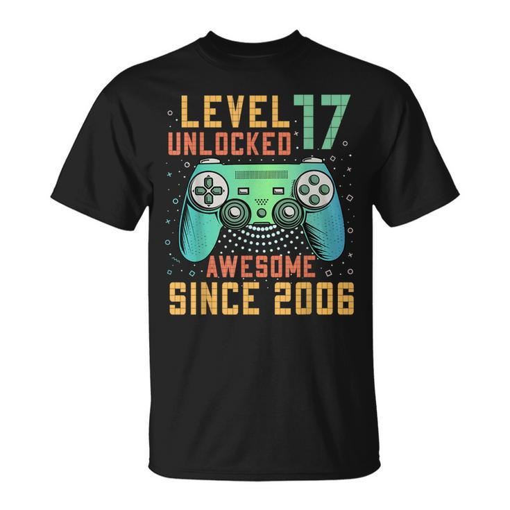 Level 17 Unlocked 17Th Birthday 17 Year Old Boy Gifts Gamer  Unisex T-Shirt