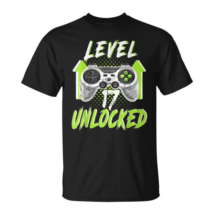 Level 17 Unlocked Birthday Boy 17 Year Old Video Game Gaming T-shirt
