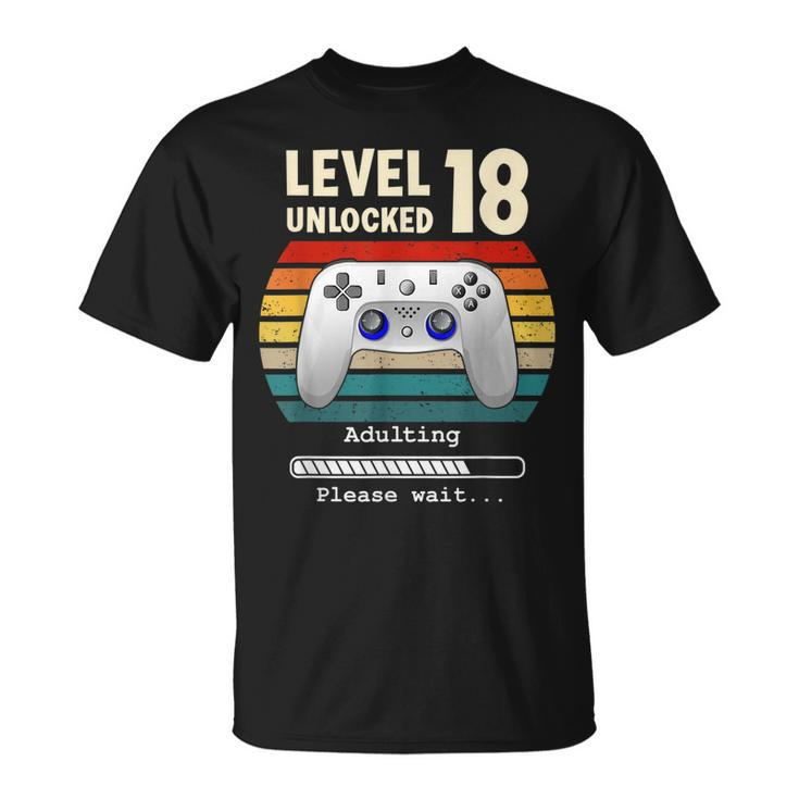 Level 18 Unlocked Male 18 Year Old Boy Birthday Bday Nage T-shirt