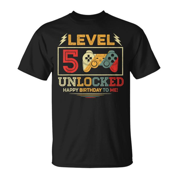 Level 5 Birthday Boy 5 Year Old Video Gamer Gaming Boys T-shirt
