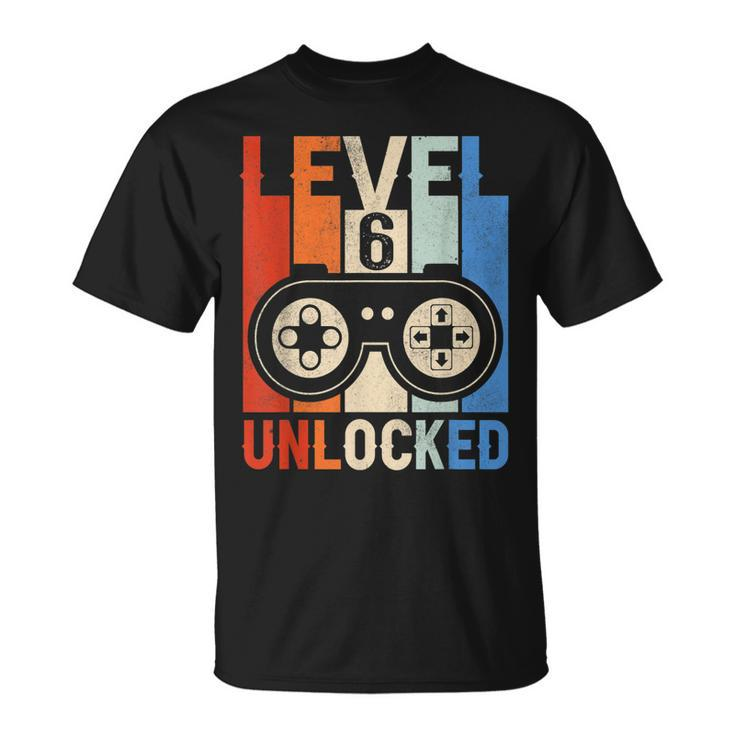 Level 6 Unlocked Video Gamer 6Th Birthday T-shirt