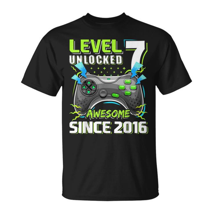 Level 7 Unlocked Awesome 2016 Video Game 7Th Birthday Boy  Unisex T-Shirt