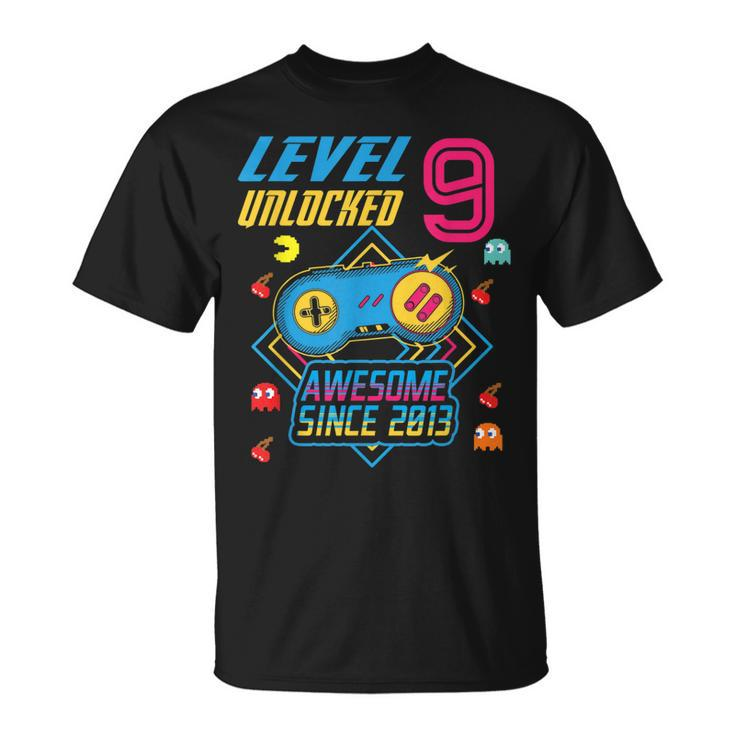 Level 9 Unlocked Boy Awesome Since 2013 Video Gamer T-shirt