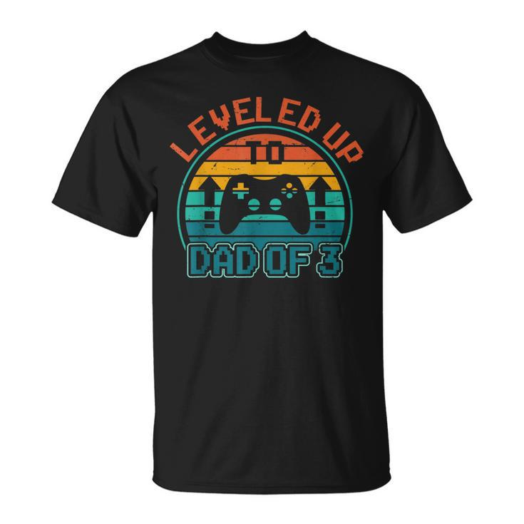 Leveled Up To Dad Of 3 Gaming Daddy Again Vintage T-Shirt