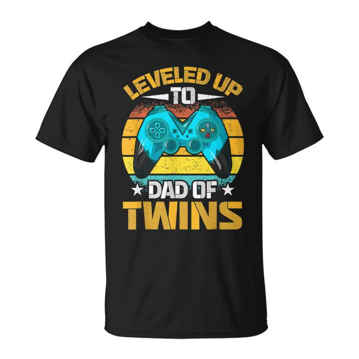 Leveled Up To Dad Of Twins Fathers Day Gift Unisex T-Shirt