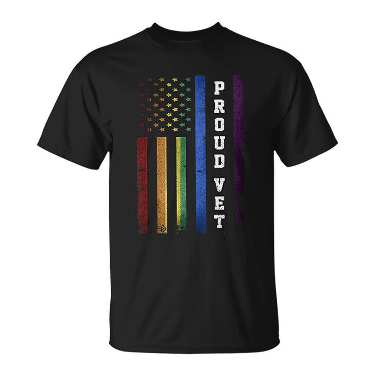Lgbt Military Soldier Pride Proud Veteran Rainbow Usa Flag T-shirt