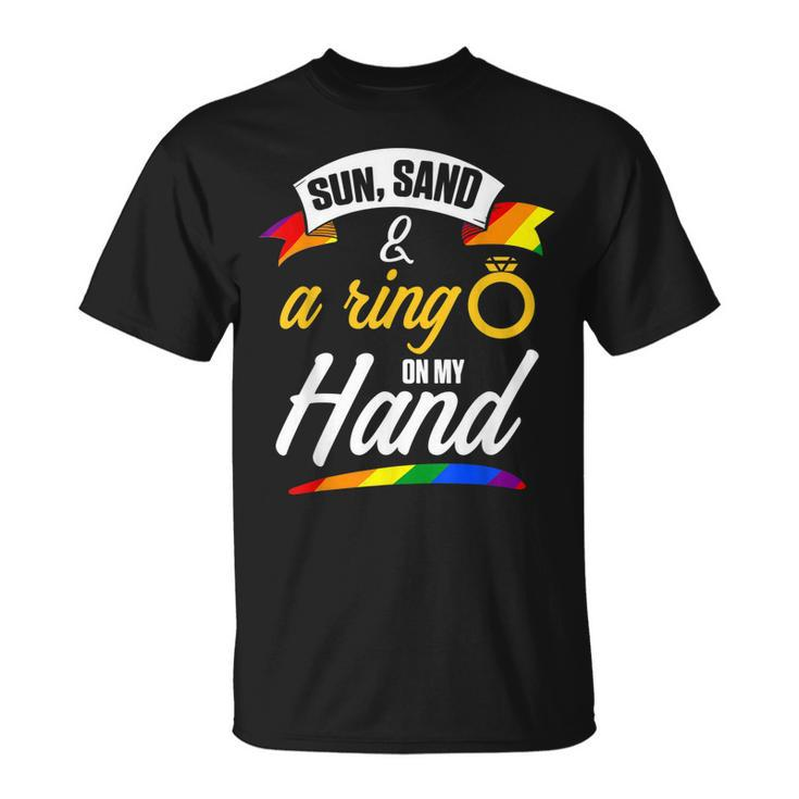 Lgbt Pride Gay Bachelor Party Sun Ring Hand Engagement Unisex T-Shirt