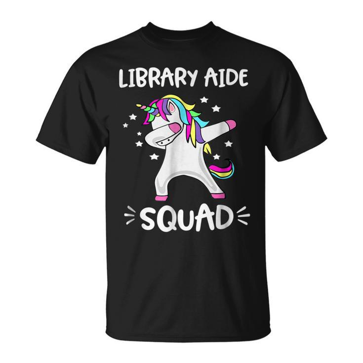 Library Aide Squad Dabbing Unicorn Library Aide T Unisex T-Shirt