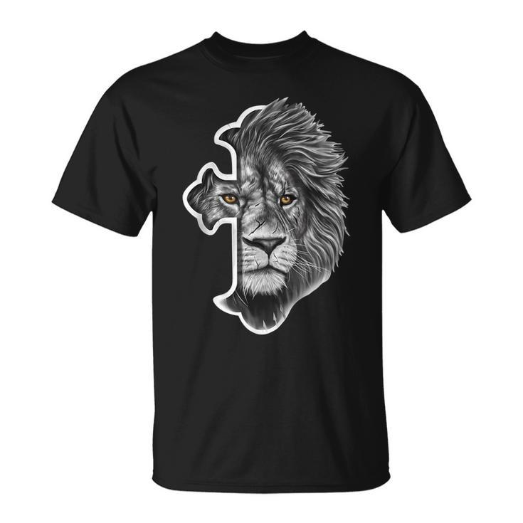 Lion Of Judah Lion Cross Jesus Christian T-Shirt