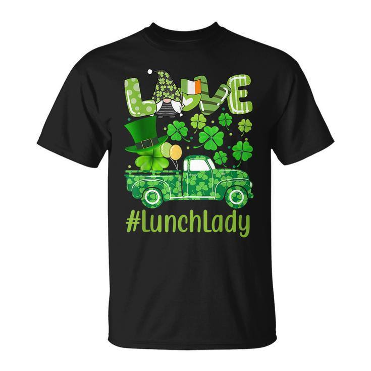 Love Lunch Lady Gnome Shamrock Saint Patricks Day T-Shirt