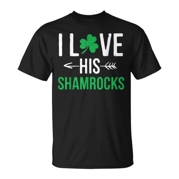 I Love His Shamrocks St Patricks Day Couples T-Shirt