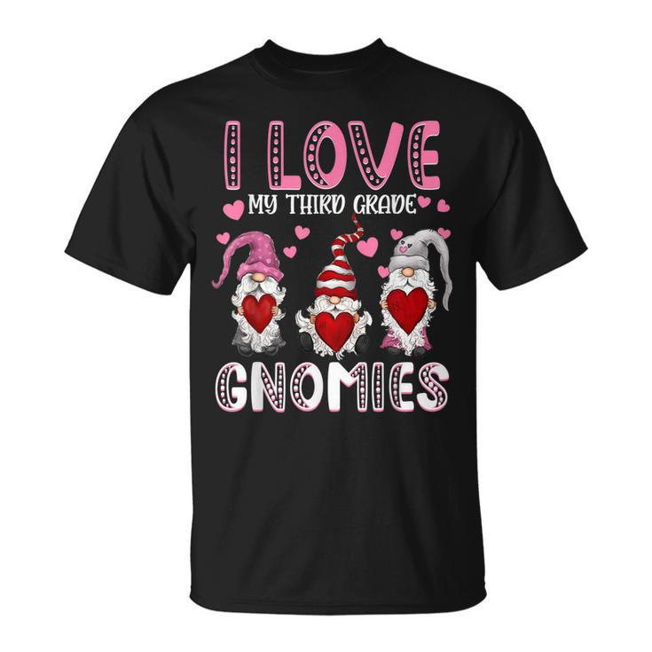 I Love My Third Grade Gnomies Women Teachers Valentines Day T-shirt