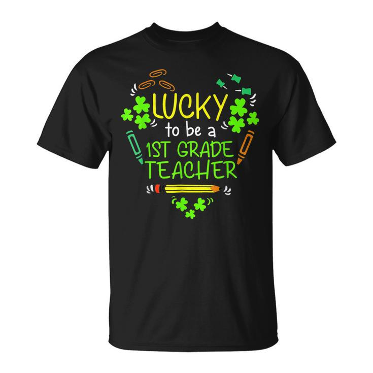 Lucky To Be A 1St Grade Teacher Shamrock St Patricks Day T-Shirt