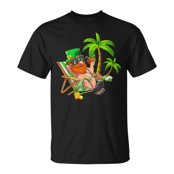 Lucky Irish Leprechaun Hawaiian Surfing St Patrick Day Retro T-shirt