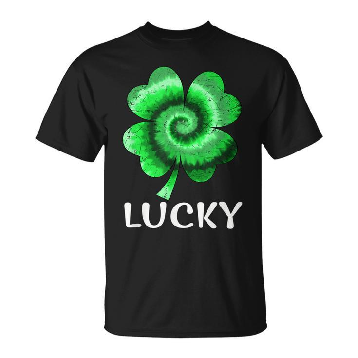 Lucky St Patricks Day St Paddys Outfit Shamrock Tie Dye T-shirt