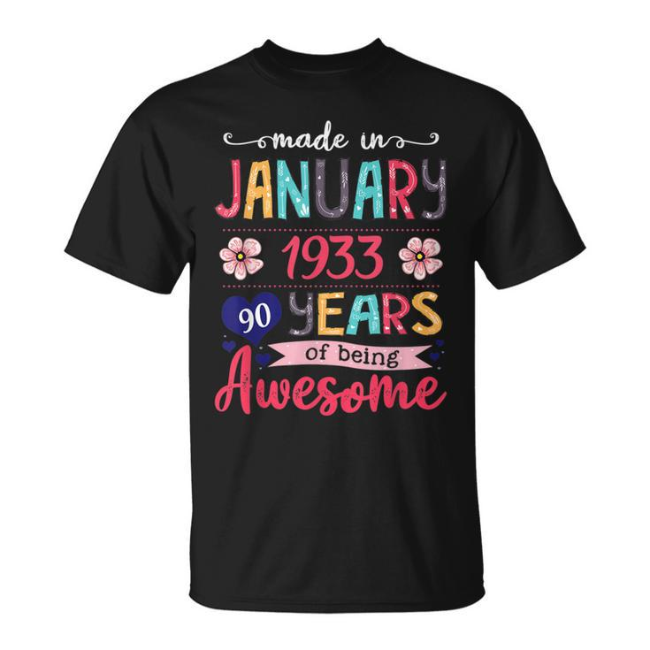 Made In January 1933 90Th Birthday January Girl T-Shirt