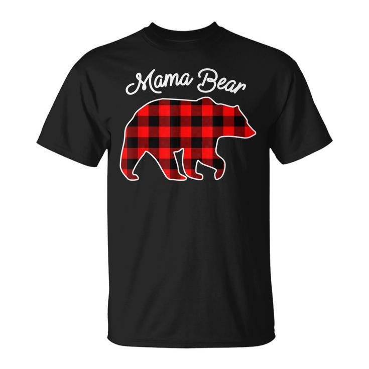 Mama Bear Red Plaid Matching Family Christmas T-shirt