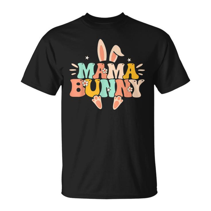 Mama Bunny Retro Groovy Bunny Mom Mommy Happy Easter Day  Unisex T-Shirt