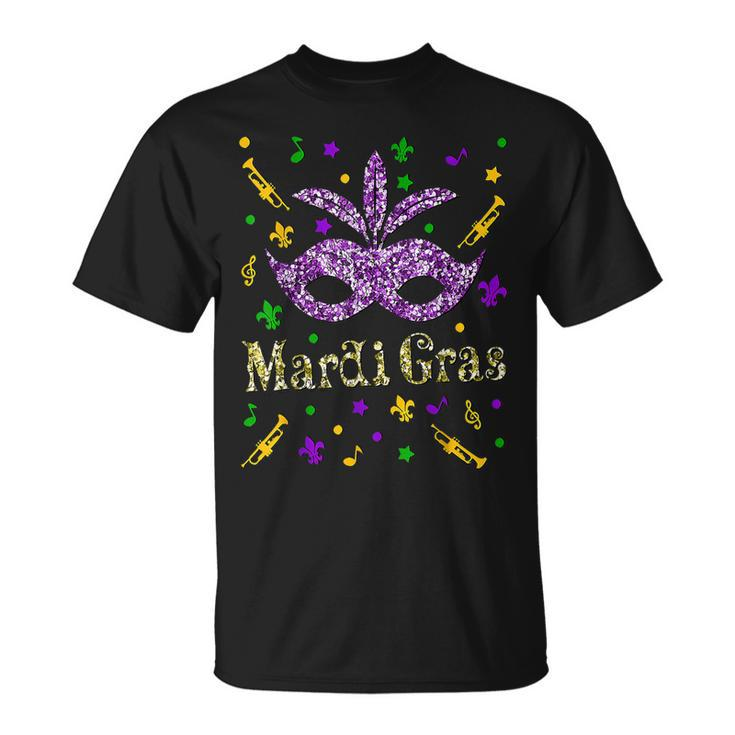 Mardi Gras 2023 Girls Mask Beads New Orleans Party T-shirt