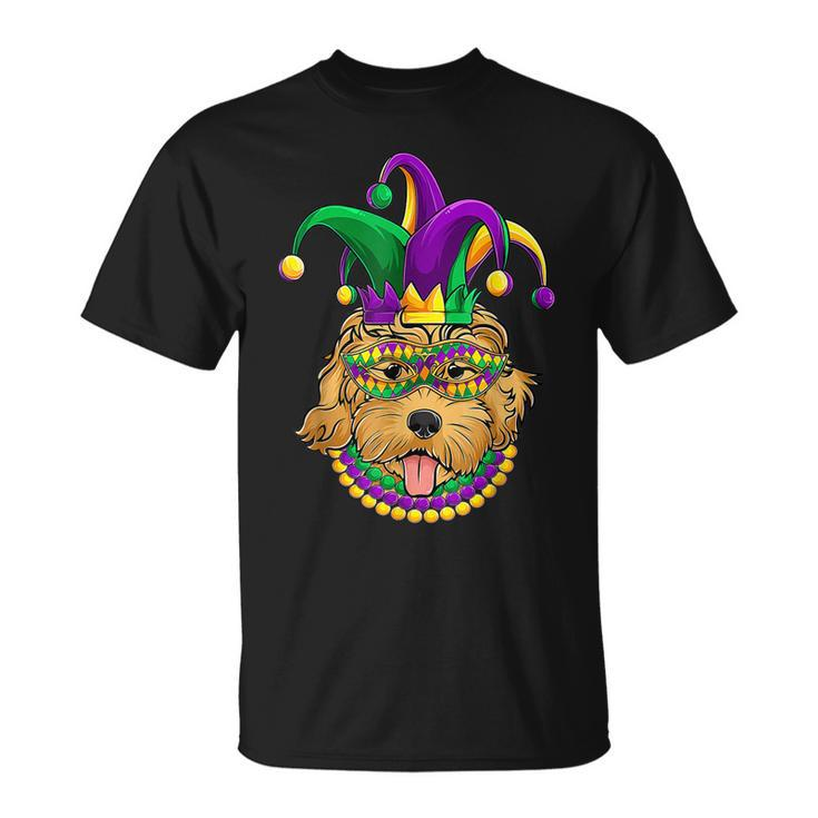 Mardi Gras Dog Apparel Golden Doodle Dog Mom Dad T-shirt