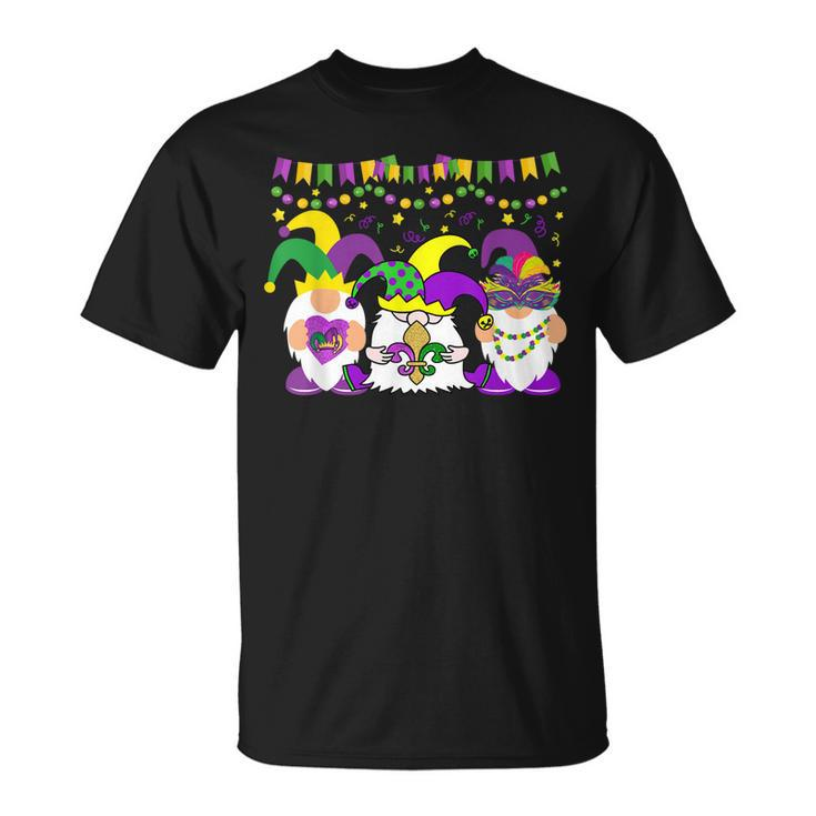 Mardi Gras Gnome Holding Mask Love Mardi Gras Costume Outfit T-Shirt