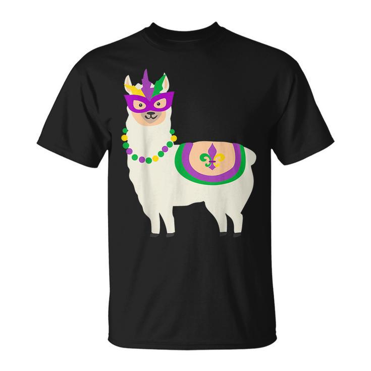 Mardi Gras Llama Carnival Fat-Tuesday Party T-Shirt