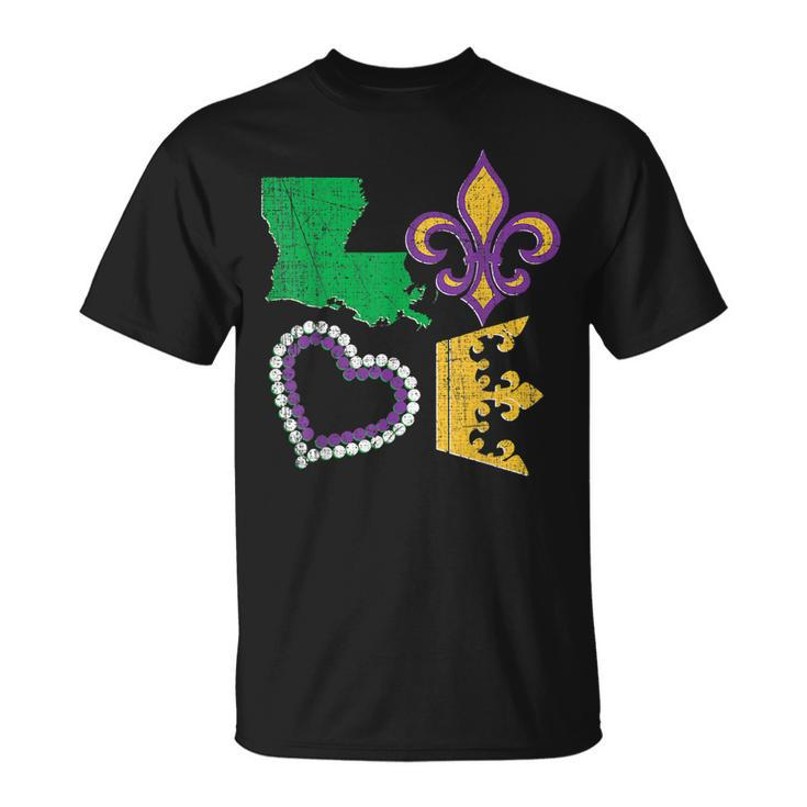 Mardi Gras I Love Mardi Gras Distressed T-Shirt