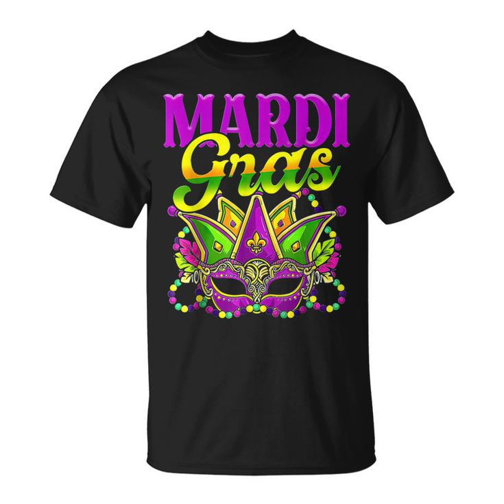 Mardi Gras Mask Beads Party Unique New Orleans Parade V3 T-Shirt