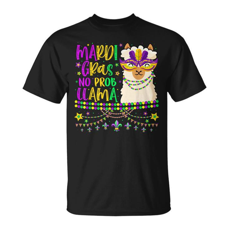Mardi Gras No Prob Llama Alpaca Carnival Party Girls T-Shirt