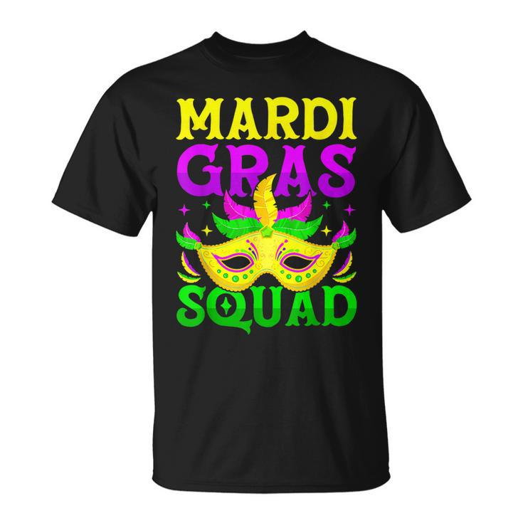 Mardi Gras Squad Carnival Party Mask Beads Women Men T-Shirt
