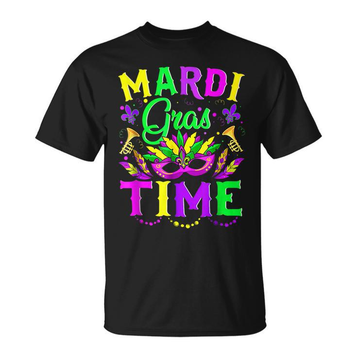Mardi Gras Time Feathered Krewes Mask Mardi Gras V2 T-Shirt