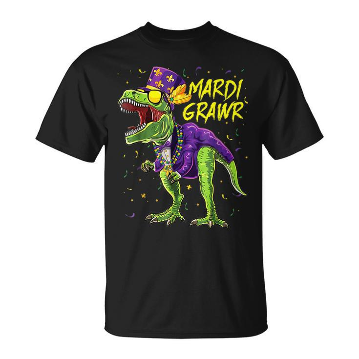 Mardi Grawr T Rex Dinosaur Jester Hat Mardi Beads Mardi Gras V2 T-Shirt