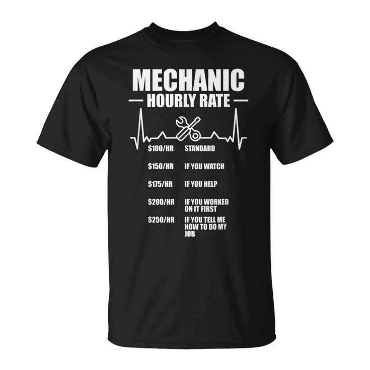 Mechanic Hourly Rate Funny Mechanic Gifts For Men Garage Unisex T-Shirt