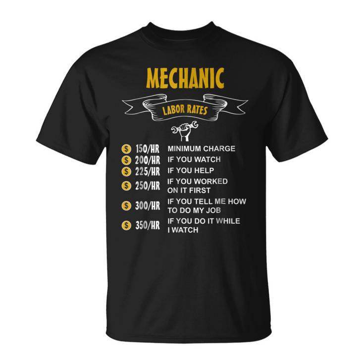 Mechanic Hourly Rates T Unisex T-Shirt