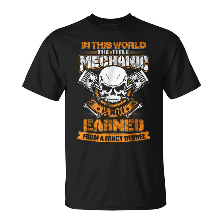 Mechanic  Mechanic Job Skull Graphic  Gift Gift For Mens Unisex T-Shirt